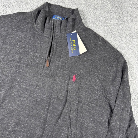 Polo Ralph Lauren Other - NWT Polo Ralph Lauren Estate Rib 1/4 Zip Mens XL Black Heathered Red Pony Pullov
